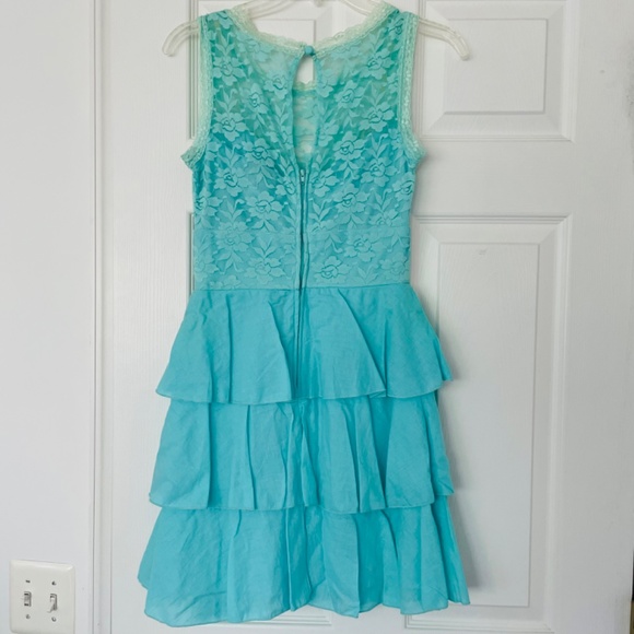 Aqua lace semi-formal dress - Picture 2 of 4